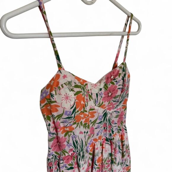 AUW Women's Floral Dress Size Large 80s Coquette Cottage Party Sundress Pop - Picture 2 of 6